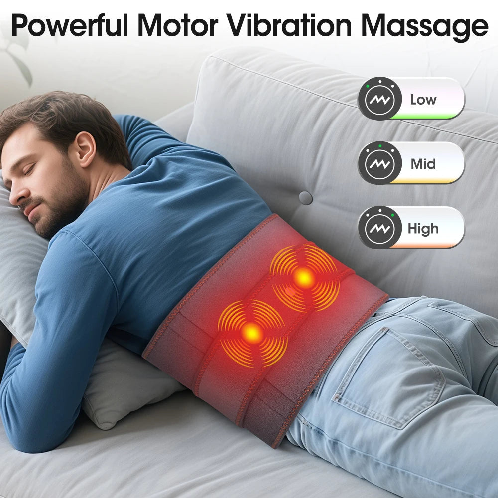 Experience Ultimate Comfort with the New Electric Heating Waist Massager - Vibration, Hot Compress, and Adjustable Support for Back Relaxation