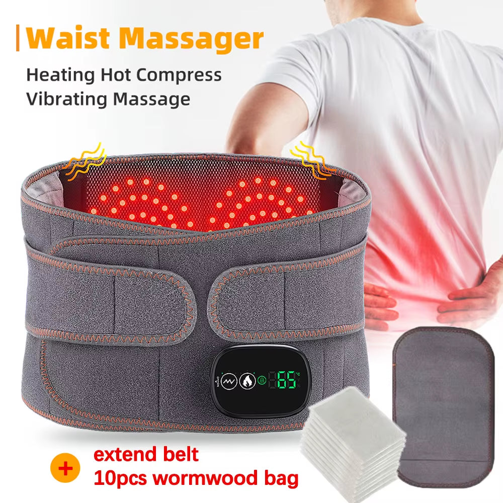 Experience Ultimate Comfort with the New Electric Heating Waist Massager - Vibration, Hot Compress, and Adjustable Support for Back Relaxation